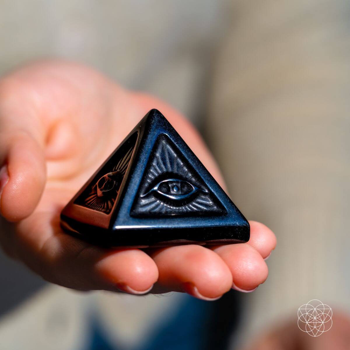 All Seeing Eye - Crystal Carved Pyramid of Ancient Wisdom