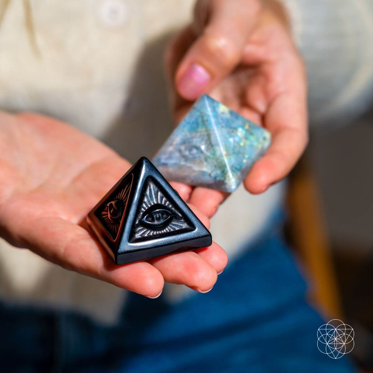 All Seeing Eye - Crystal Carved Pyramid of Ancient Wisdom