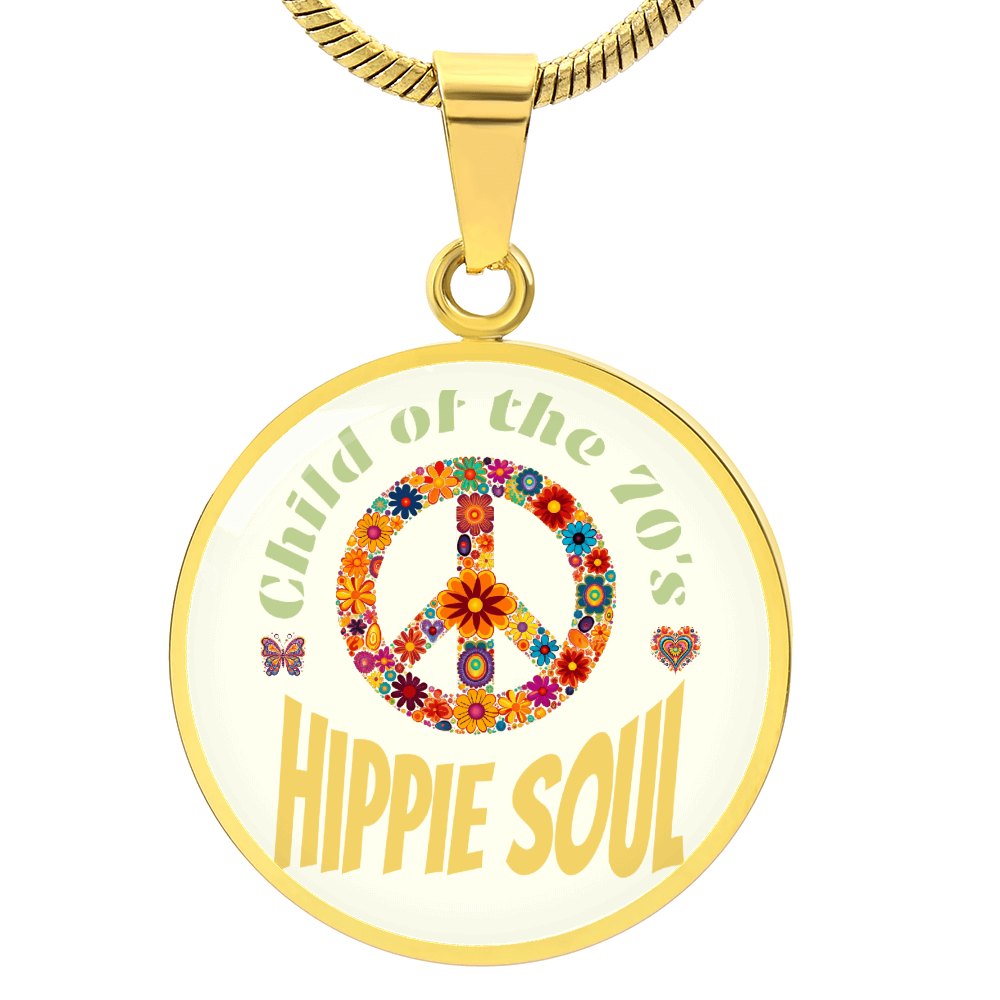 Child of the 70's Hippie Soul Graphic Round Necklace