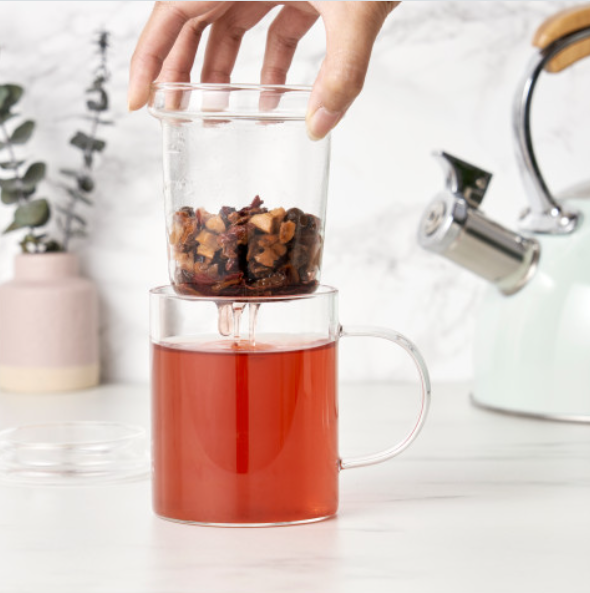 Blake Glass, Loose Leaf Tea Infuser Mug w/Lid