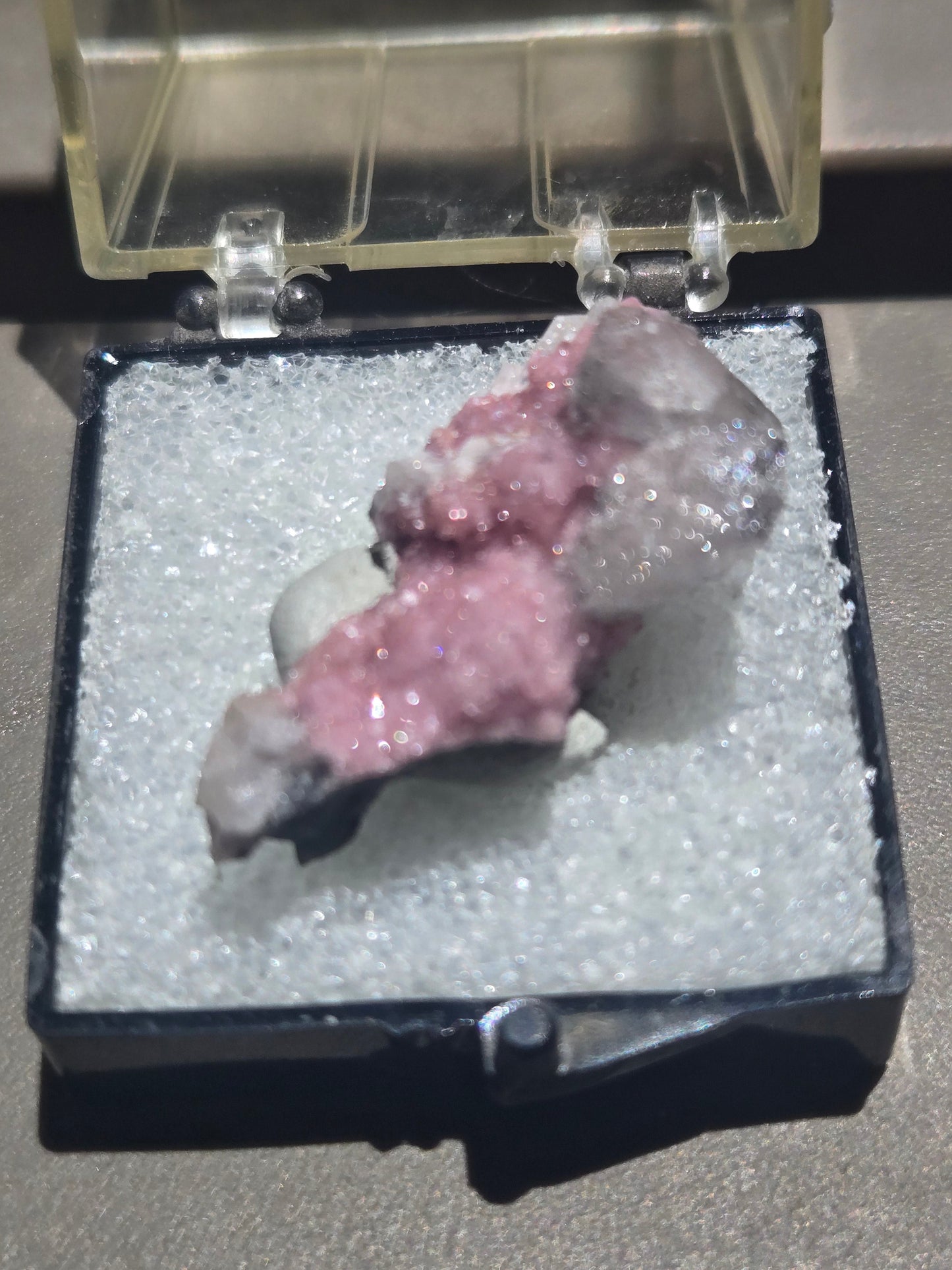 Barite on Rhodochrosite – 2 cm Specimen from N'Chwaning II Mine, South Africa