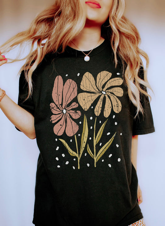 Boho Floral Wildflowers T-Shirt – Comfort Colors Graphic Tee
