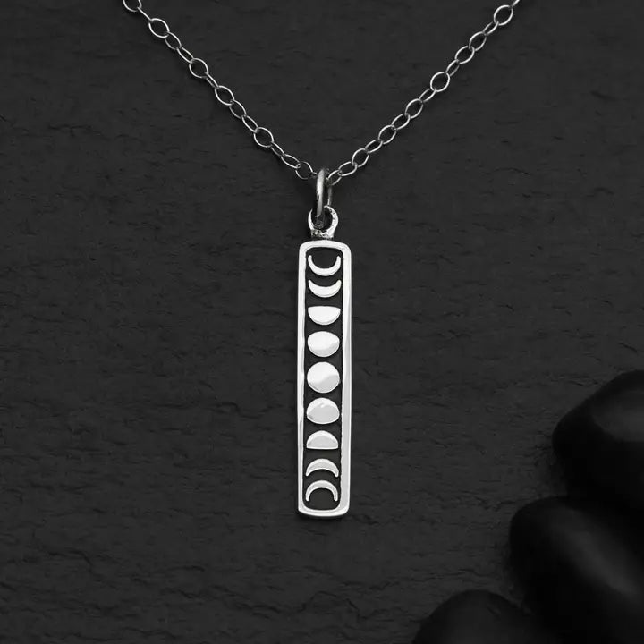 Vertical Moon Phase Necklace - 18 Inch
