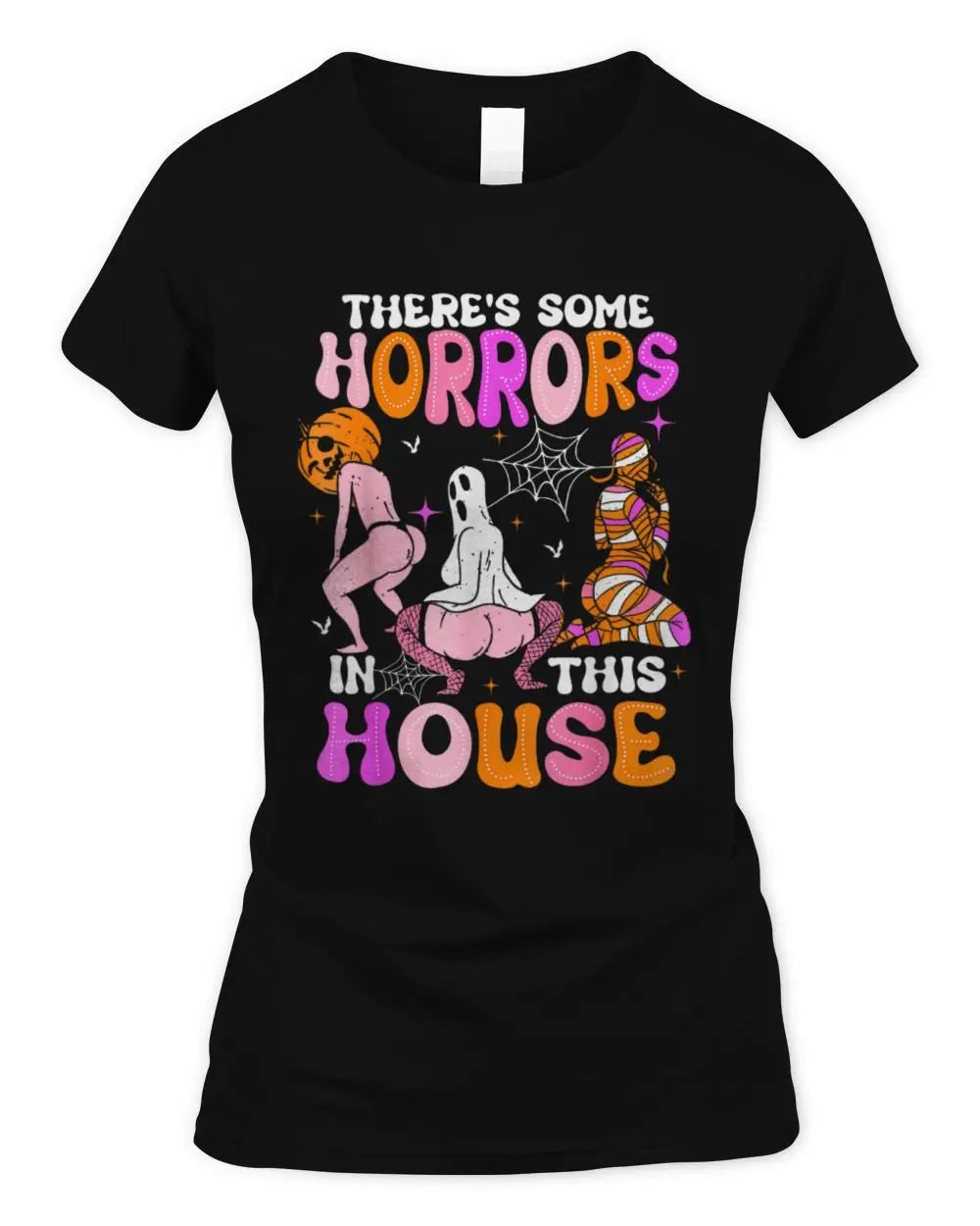 There's Some Horrors In This House Horror Characters Women's Soft Style Fitted T-Shirt
