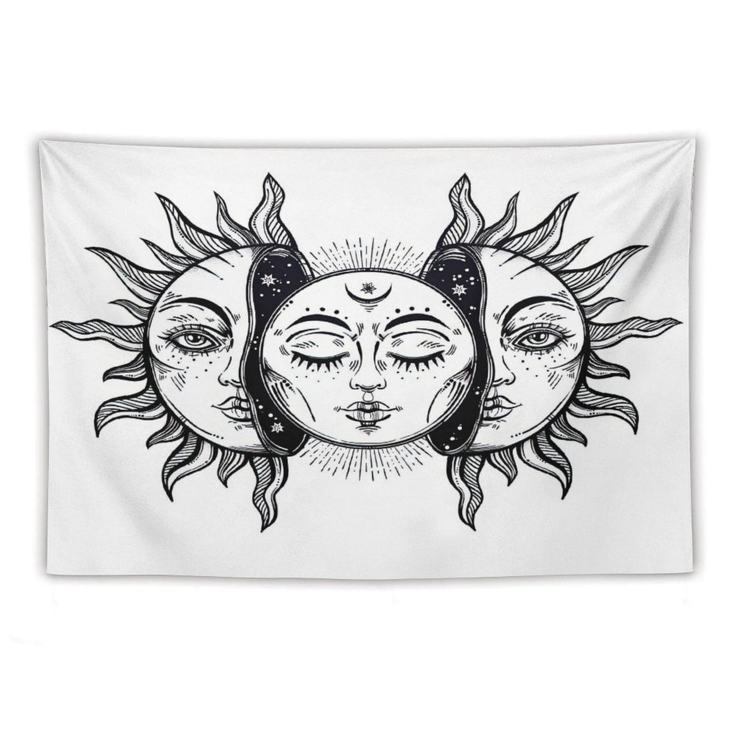 Vintage Solar Sun And Moon Tapestry