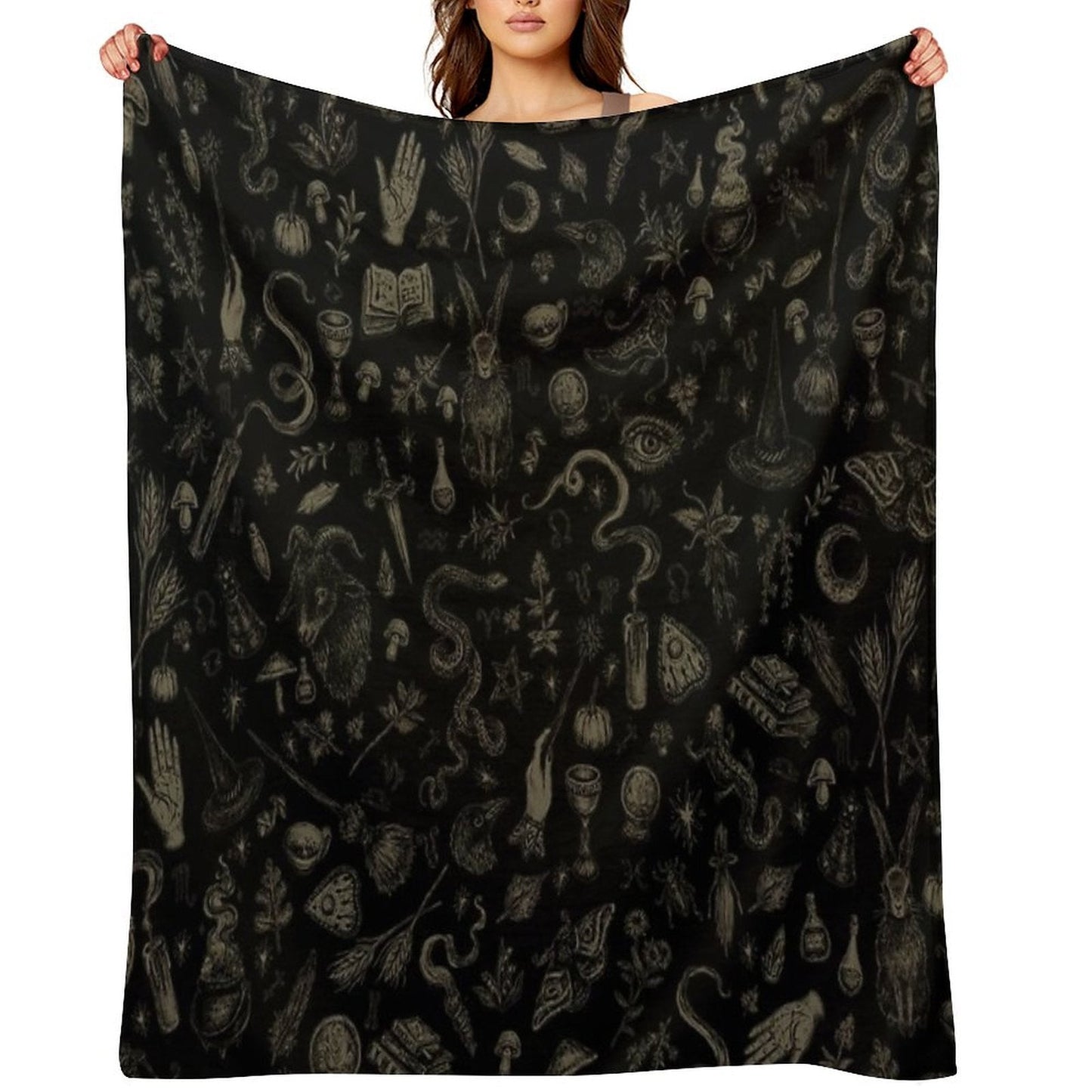 Just Witch Things (black And Beige) Throw Blanket