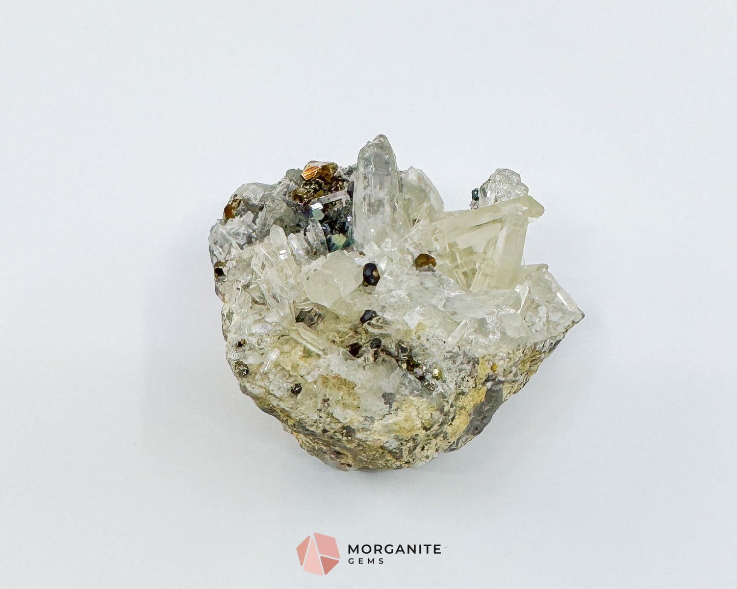 Clear Quartz with Pyrite Mineral Specimen – 120g Natural Cluster for Energy, Clarity & Abundance