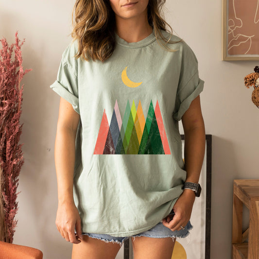 Abstract Mountains & Moon - Comfort Colors Tshirt