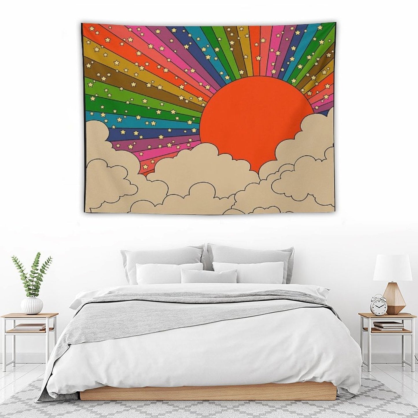 Rainbow 70s Sun Tapestry
