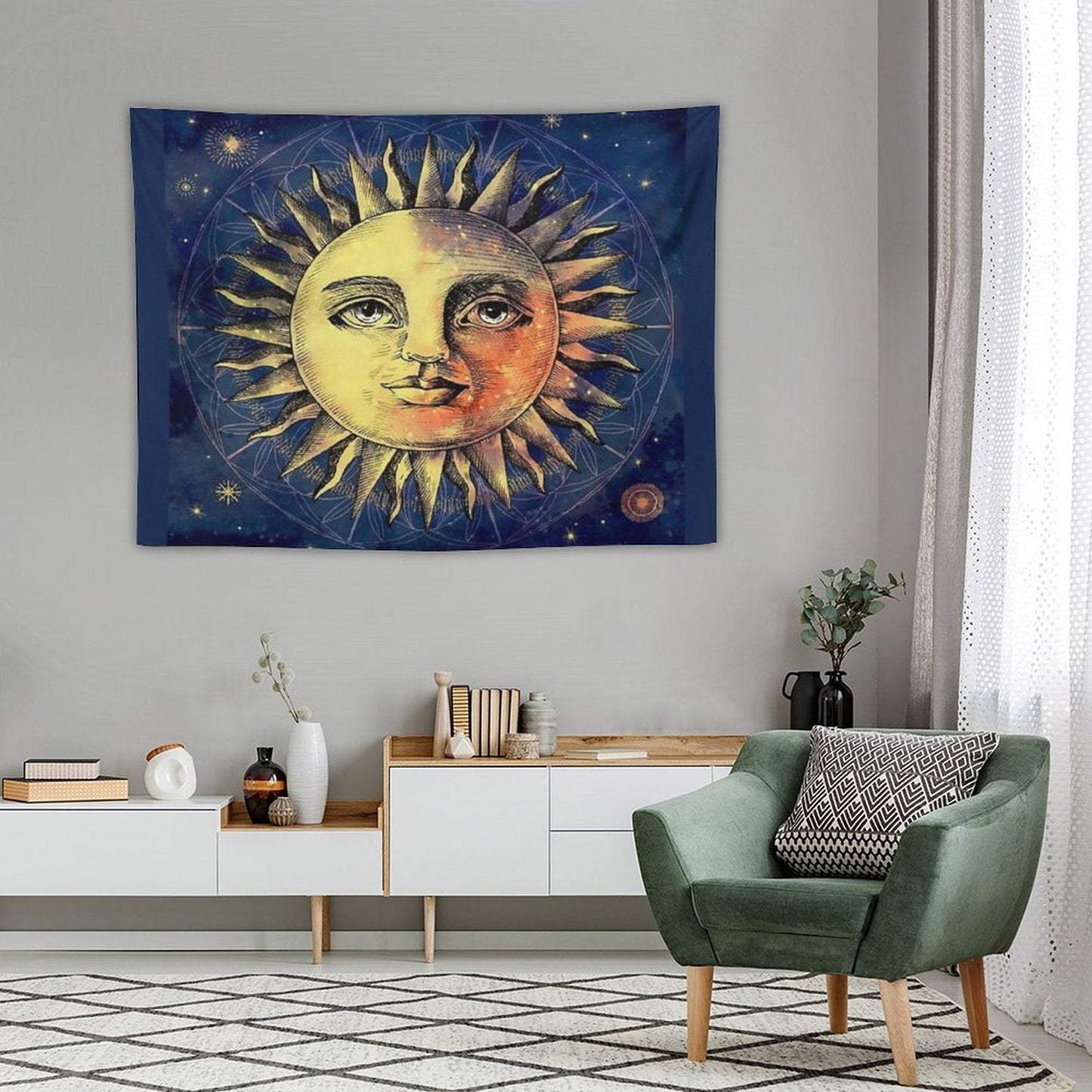 Celestial Antique Sun & Sky Tapestry