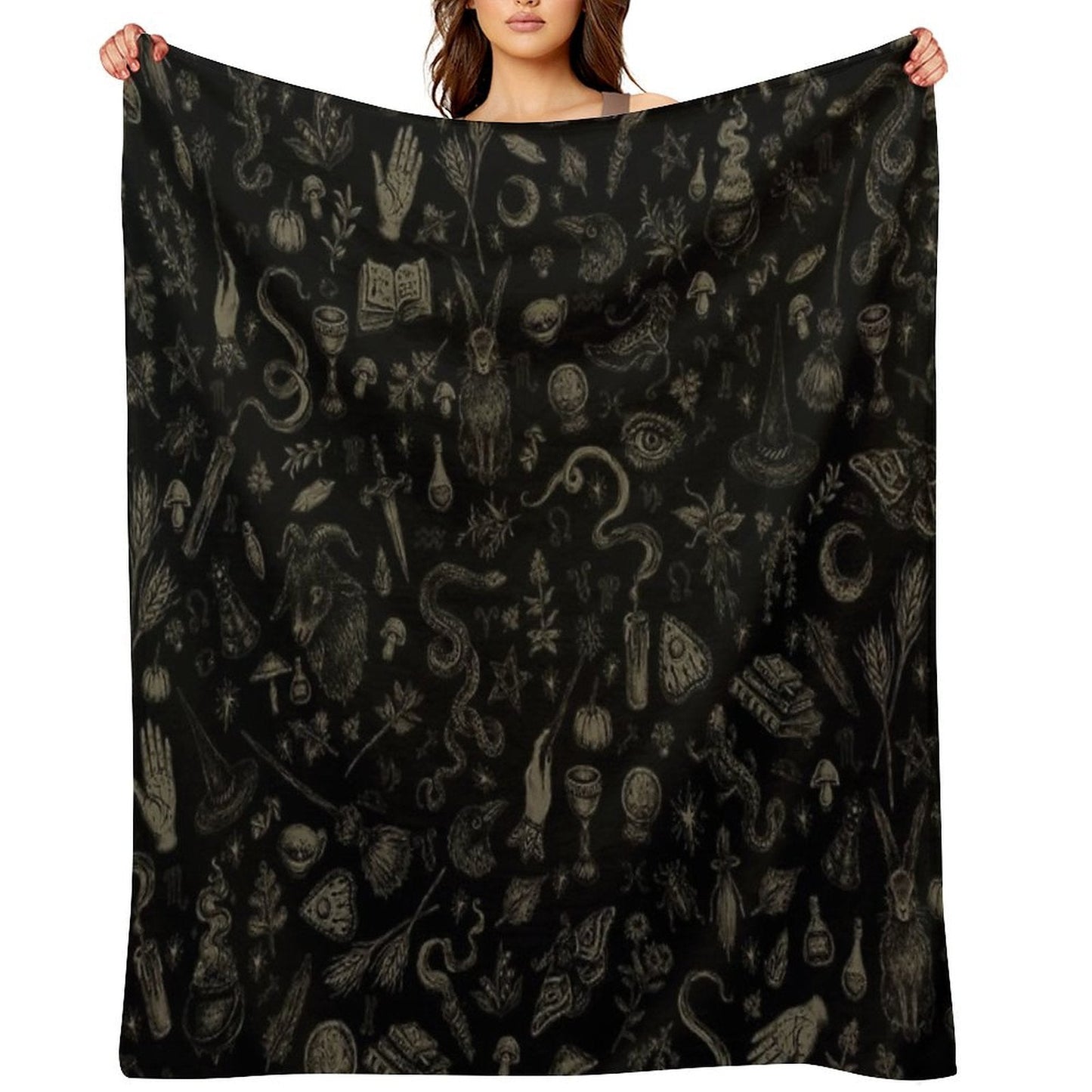 Just Witch Things (black And Beige) Throw Blanket