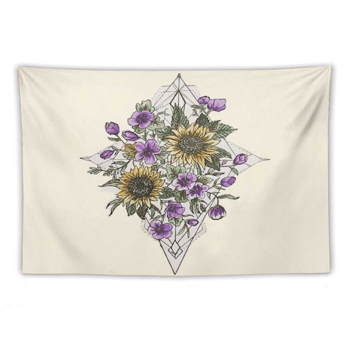 Geometric Sunflower Pattern Tapestry