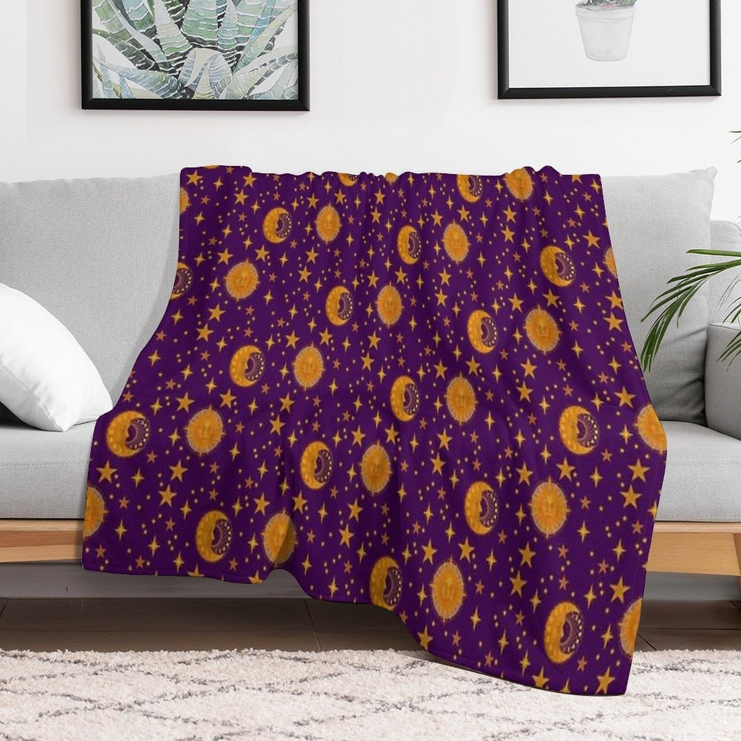 Bohemian 90's Sun & Moon Throw Blanket