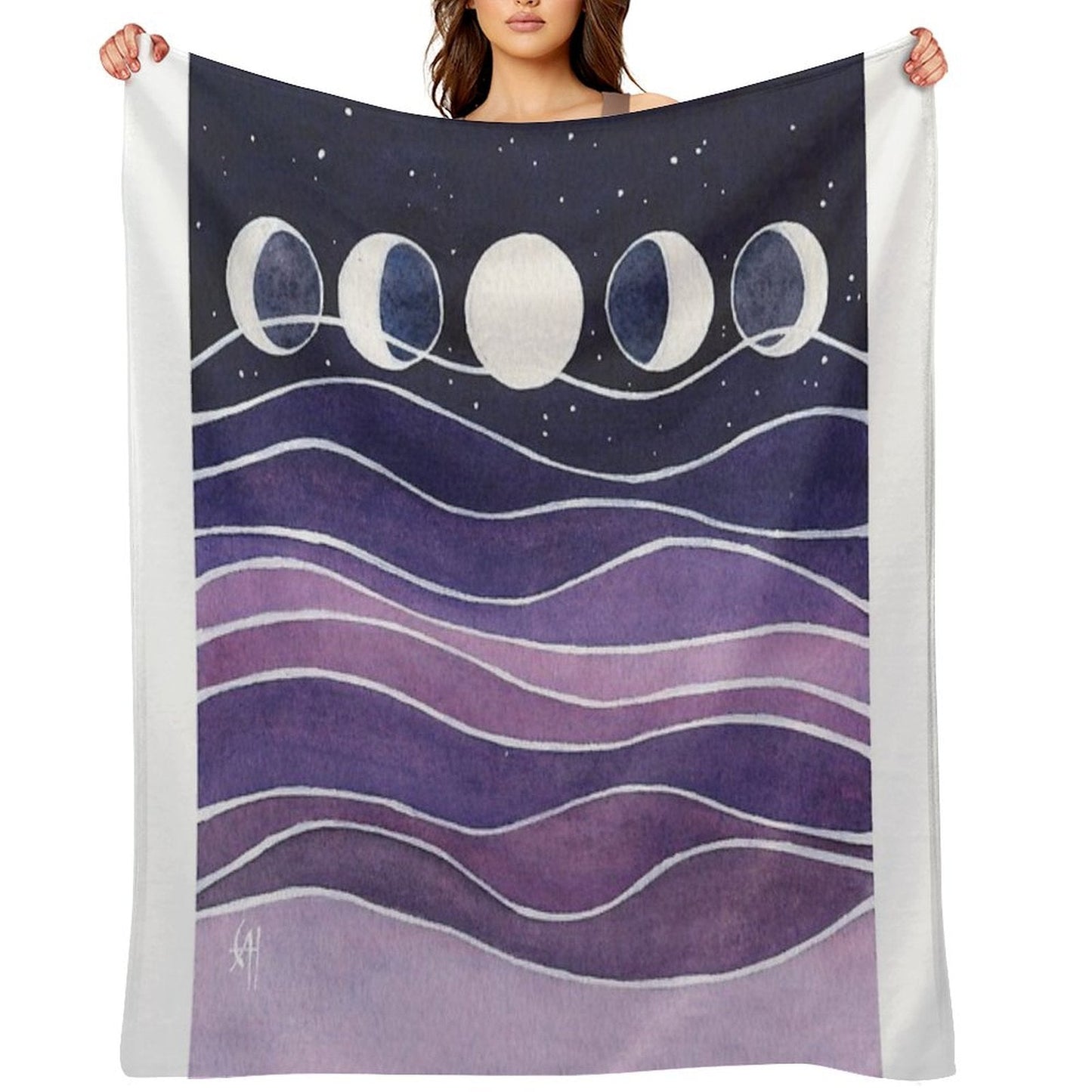 Purple Mountains & Moon Throw Blanket