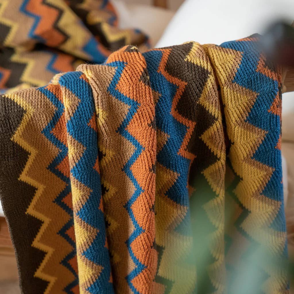 Zigzag Boho Throw Blanket