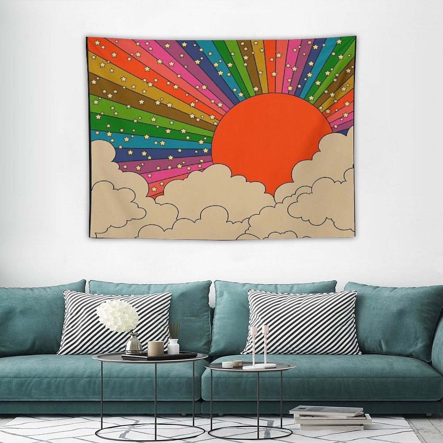 Rainbow 70s Sun Tapestry