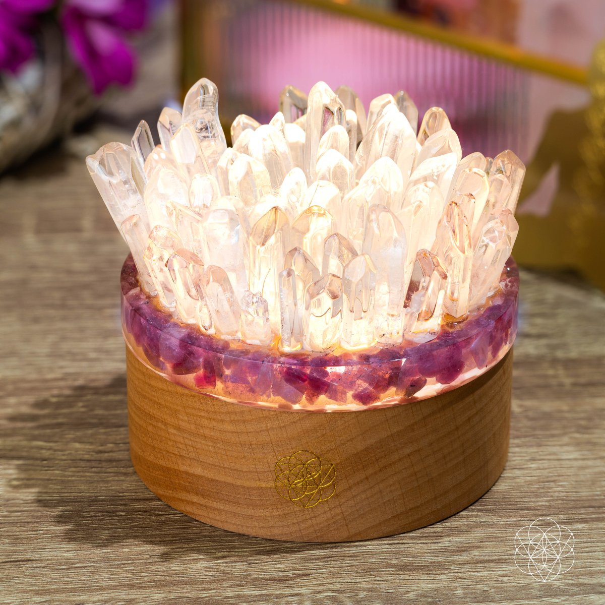 Quartz & Tourmaline Lamp of Blooming Tranquility