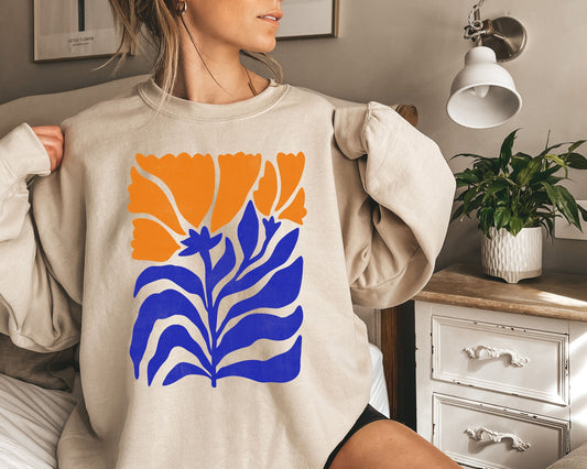 Boho Blue/Orange Wildflowers - Sweatshirt