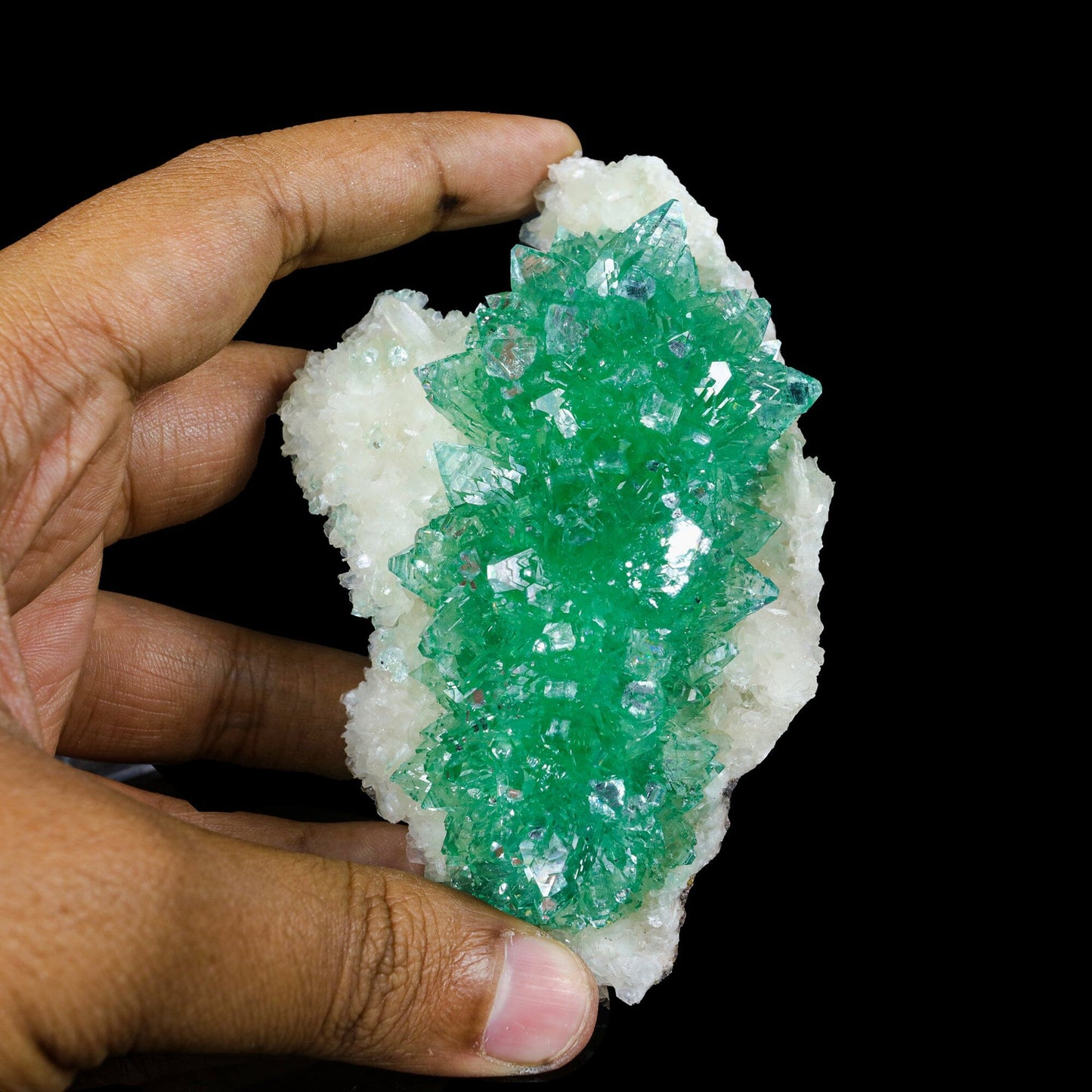 Green Apophyllite sharp terminated Natural Mineral Specimen USA # B 7049