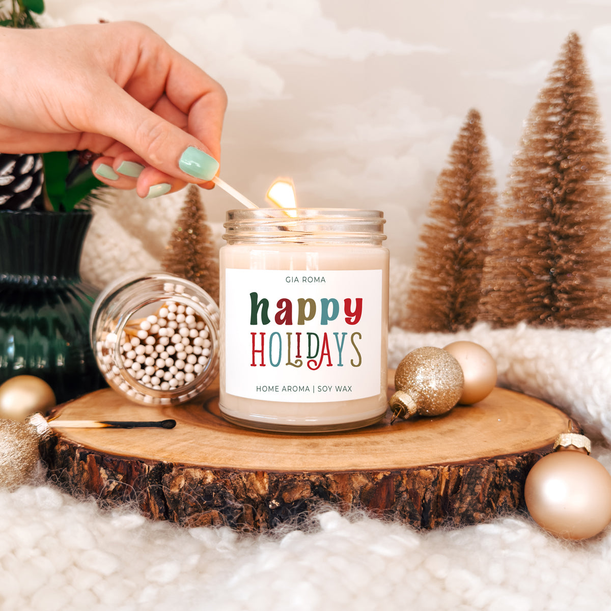 Happy Holiday Candle