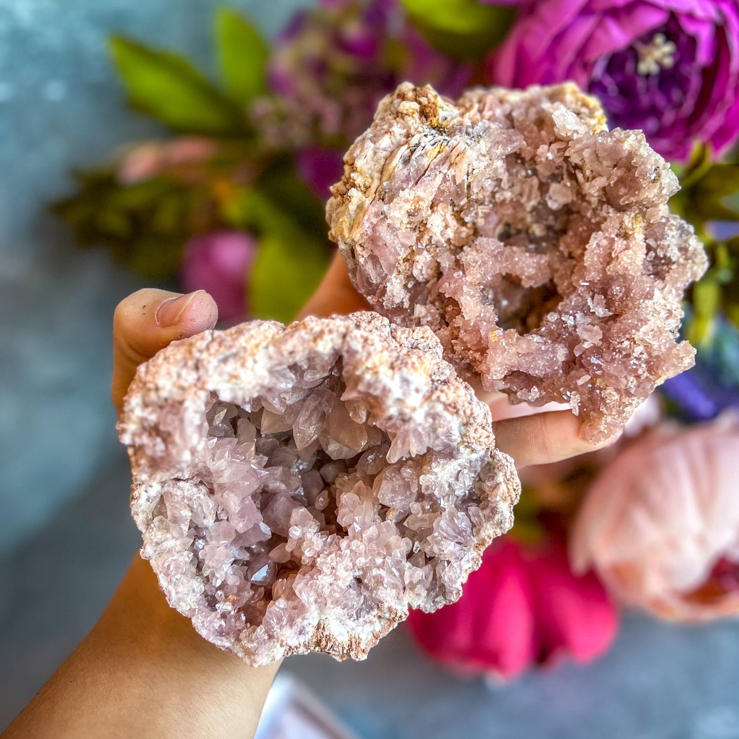 Large Raw Pink Amethyst Geodes from El Choique Mine Argentina