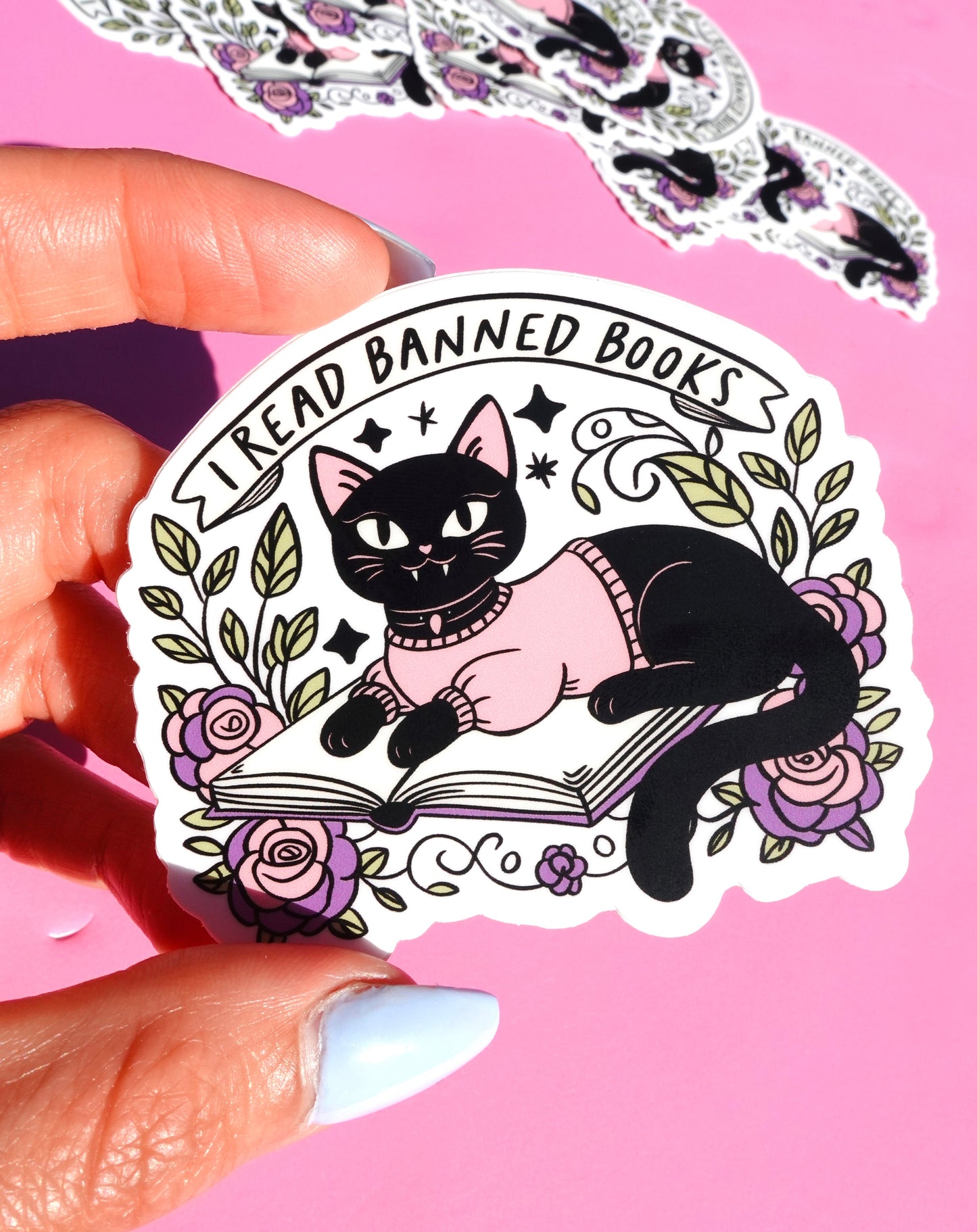 I Read Banned Books Sticker – Black Cat