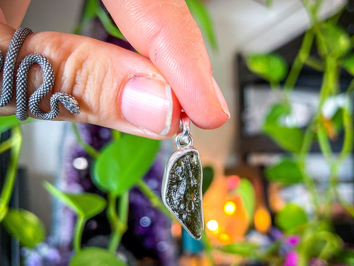 Moldavite Pendant – Authentic Tektite Crystal Necklace
