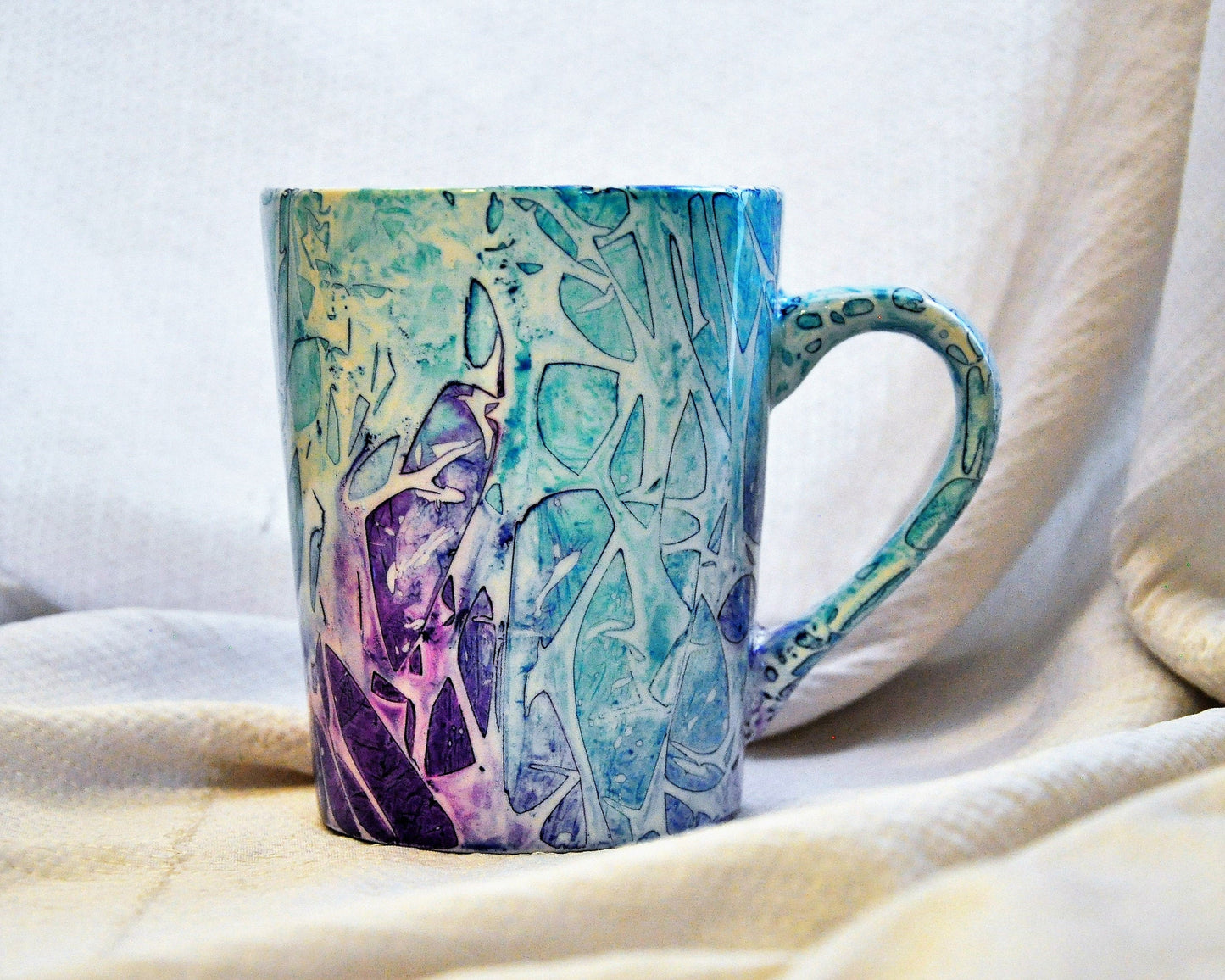 Blue and Purple Abstract Alcohol Ink Coffee Mug
