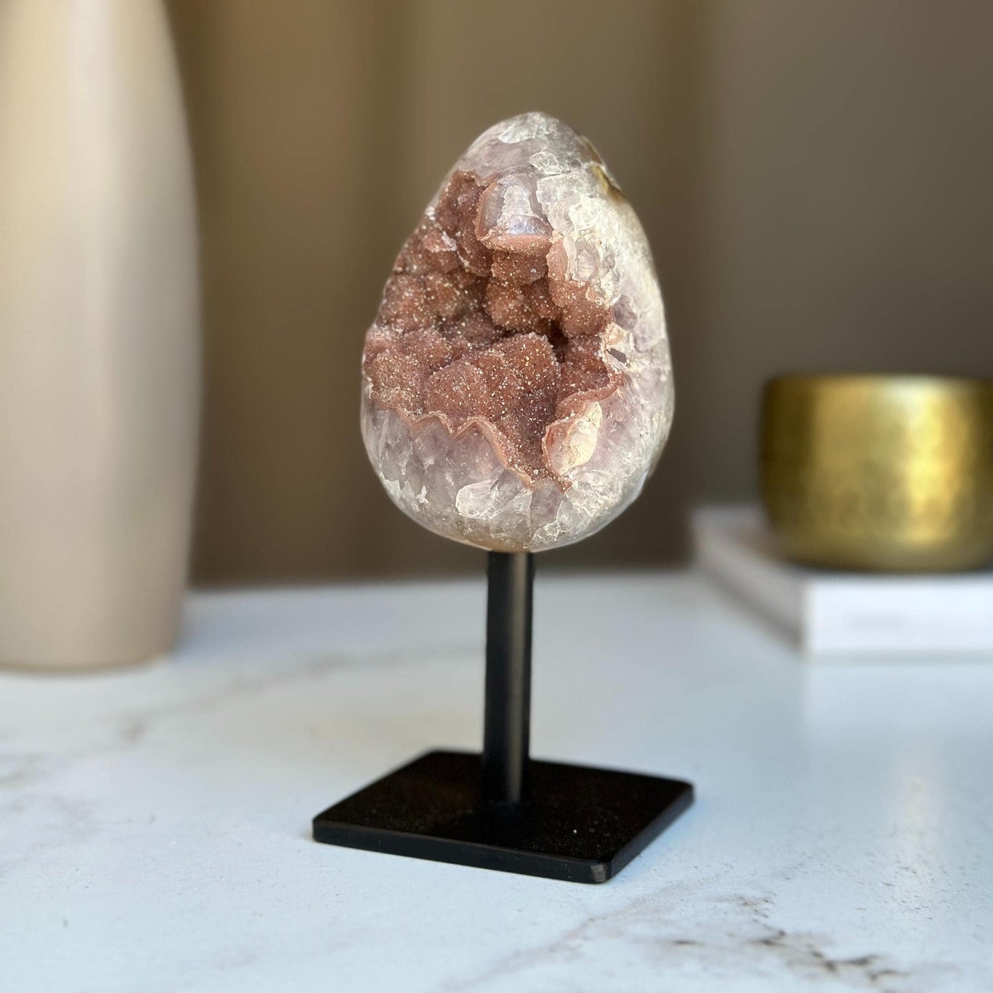 Pink Amethyst, natural colors, w stand - URUGUAY Ethically Sourced
