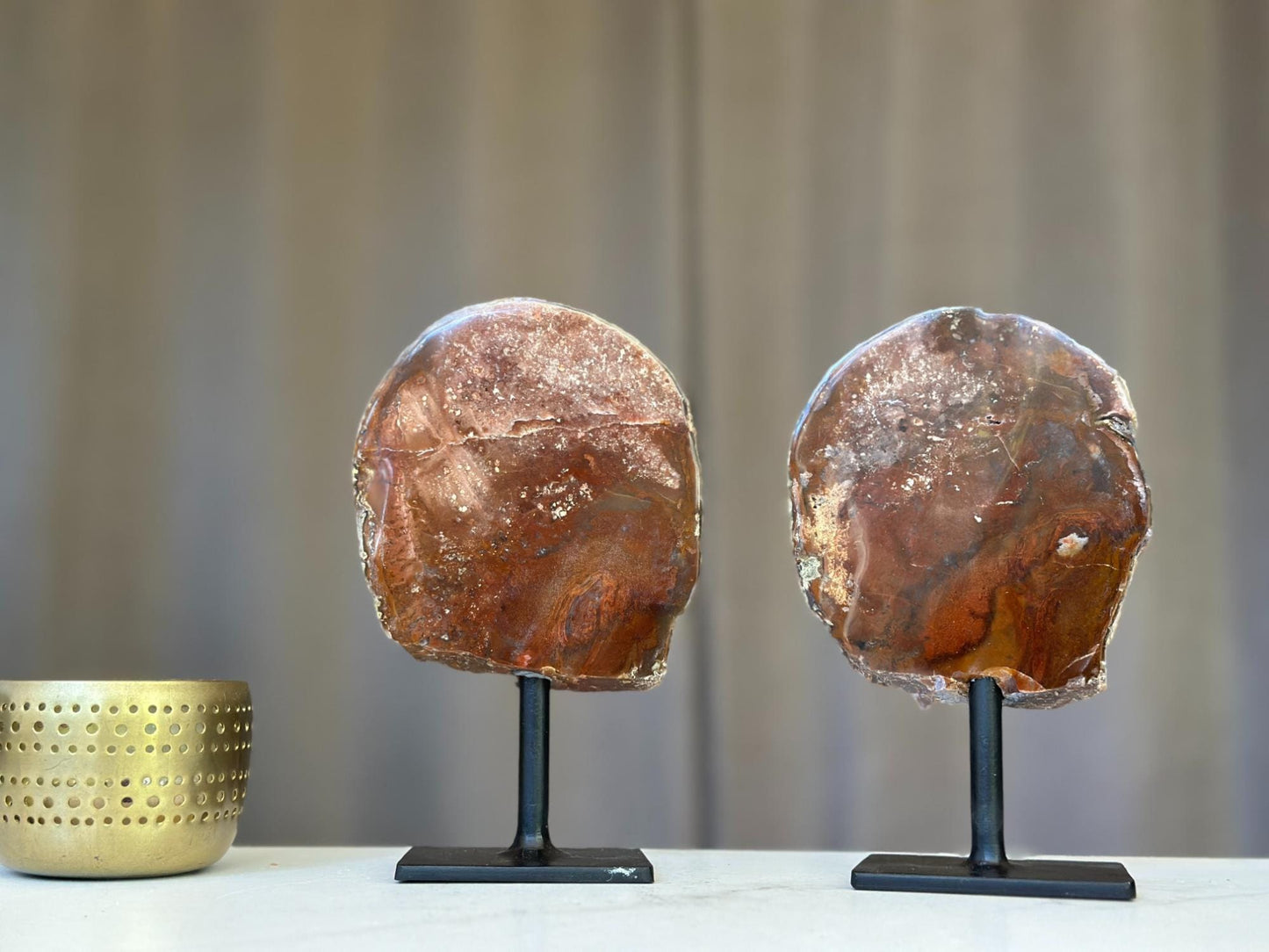 Red Jasper Slice on Stands SET (pk of 2) -- 7inch tall! - Ethically Sourced