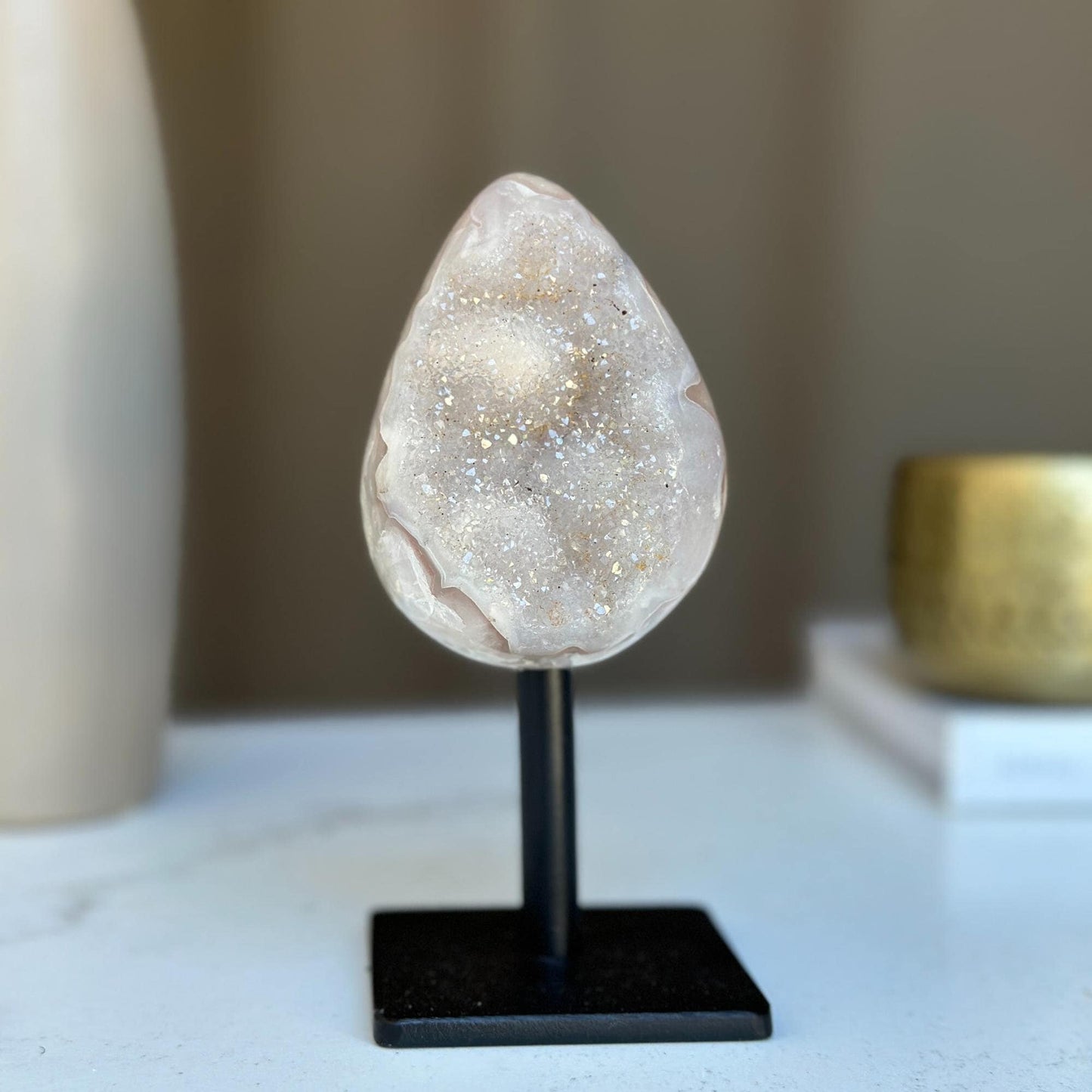 Pink Amethyst, natural colors, w stand - URUGUAY Ethically Sourced