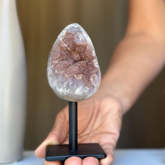 Pink Amethyst, natural colors, w stand - URUGUAY Ethically Sourced