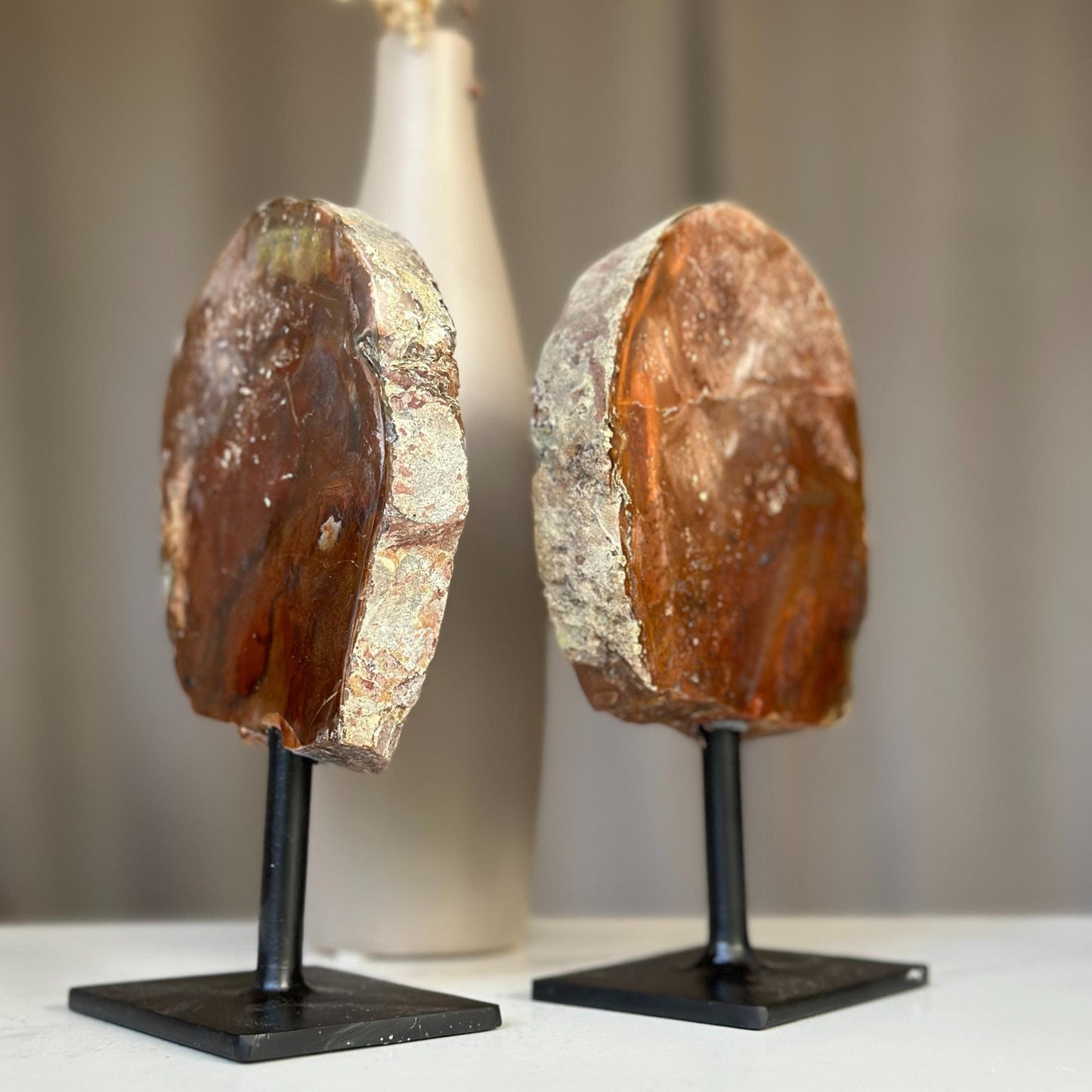Red Jasper Slice on Stands SET (pk of 2) -- 7inch tall! - Ethically Sourced