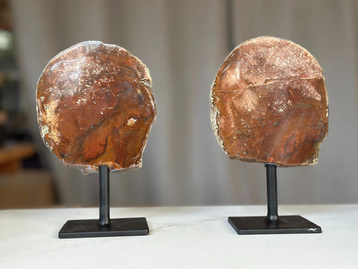 Red Jasper Slice on Stands SET (pk of 2) -- 7inch tall! - Ethically Sourced