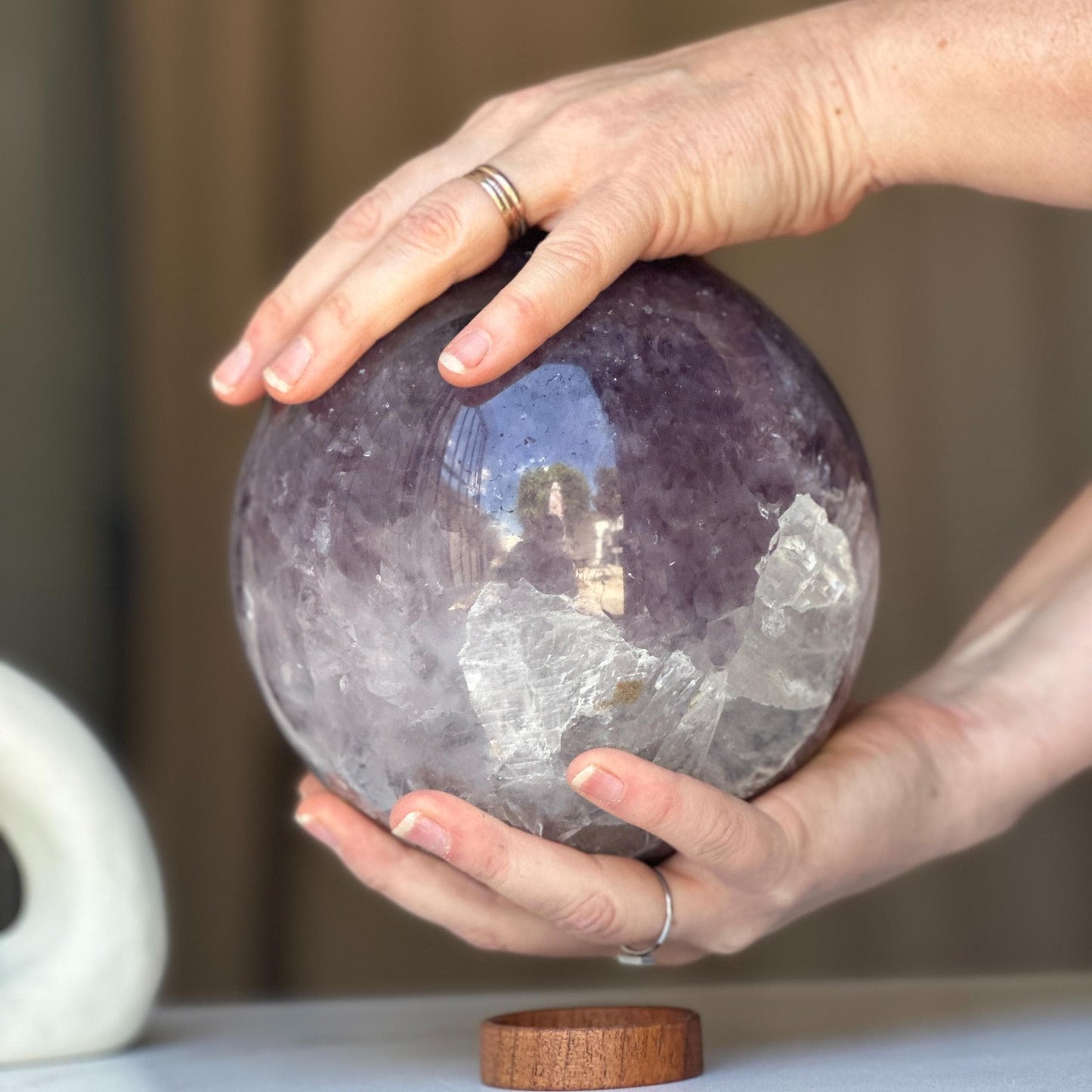 Amethyst Geode Sphere, 12 lbs!! - base included