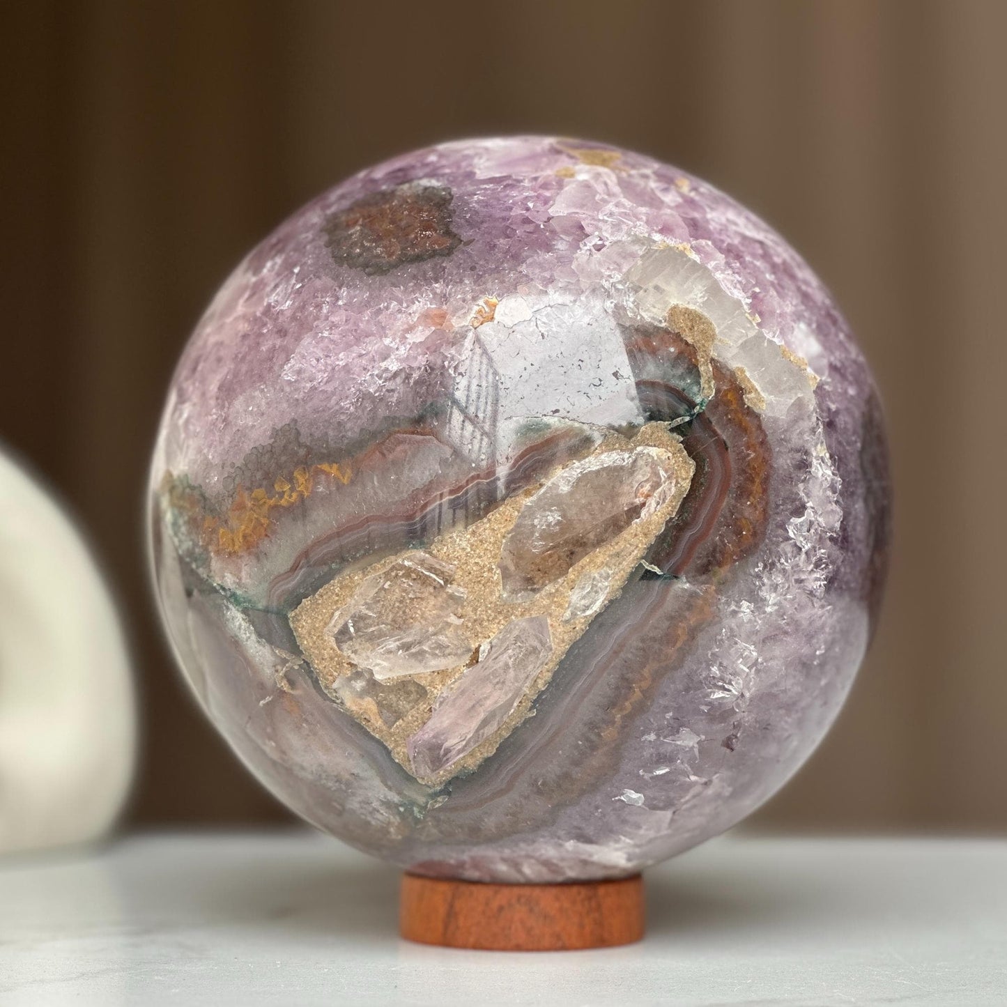 Amethyst Geode Sphere, 12 lbs!! - base included