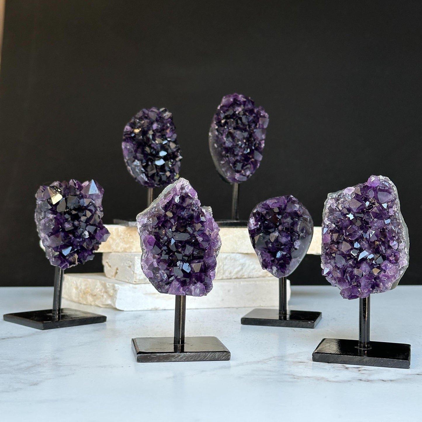 Amethyst Cluster Sets! RARE SIZES! - Comes with Stands! - (URUGUAY) Ethically Sourced
