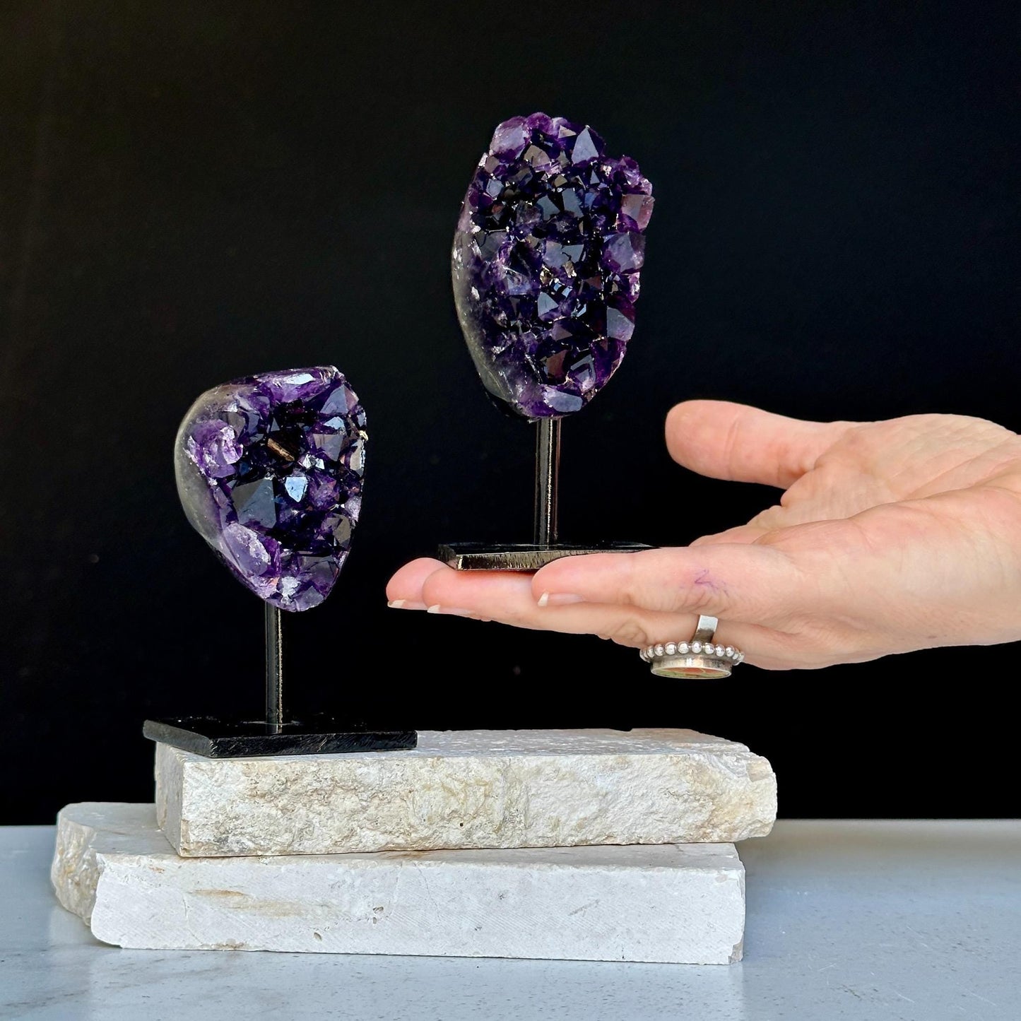 Amethyst Cluster Sets! RARE SIZES! - Comes with Stands! - (URUGUAY) Ethically Sourced