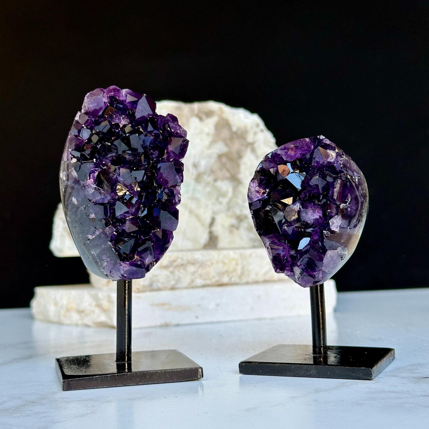 Amethyst Cluster Sets! RARE SIZES! - Comes with Stands! - (URUGUAY) Ethically Sourced