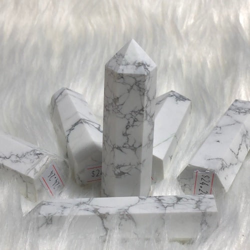 White Howlite Towers - AAA