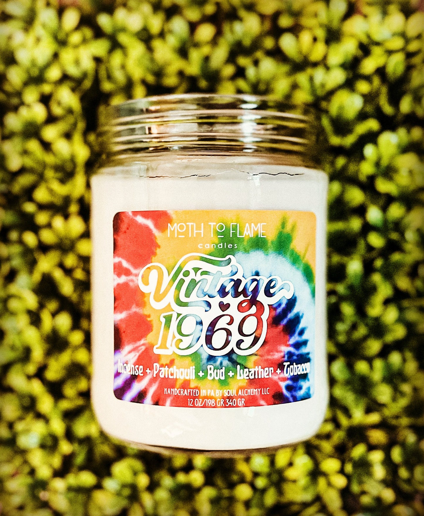 Vintage 1969 – 7 oz / 12 oz Candle - Cannabis Flower, Leather, Incense Resin