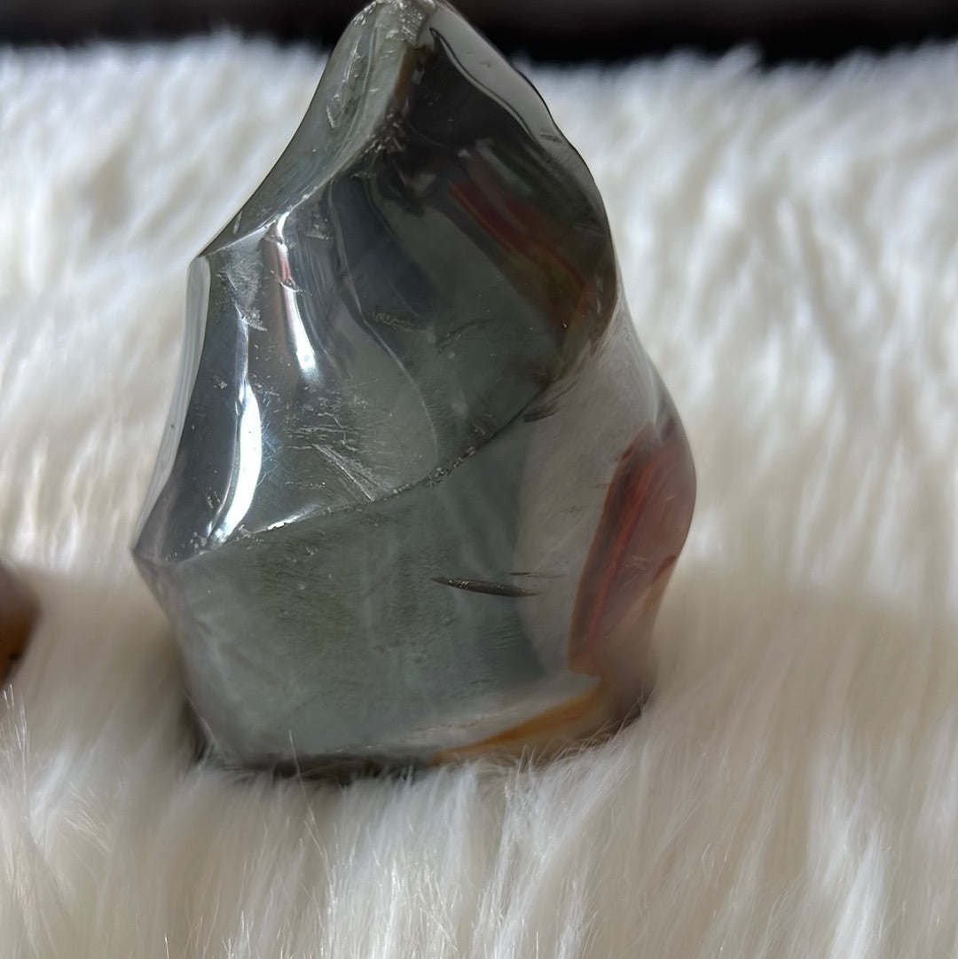 Polychrome Jasper Flame Carvings