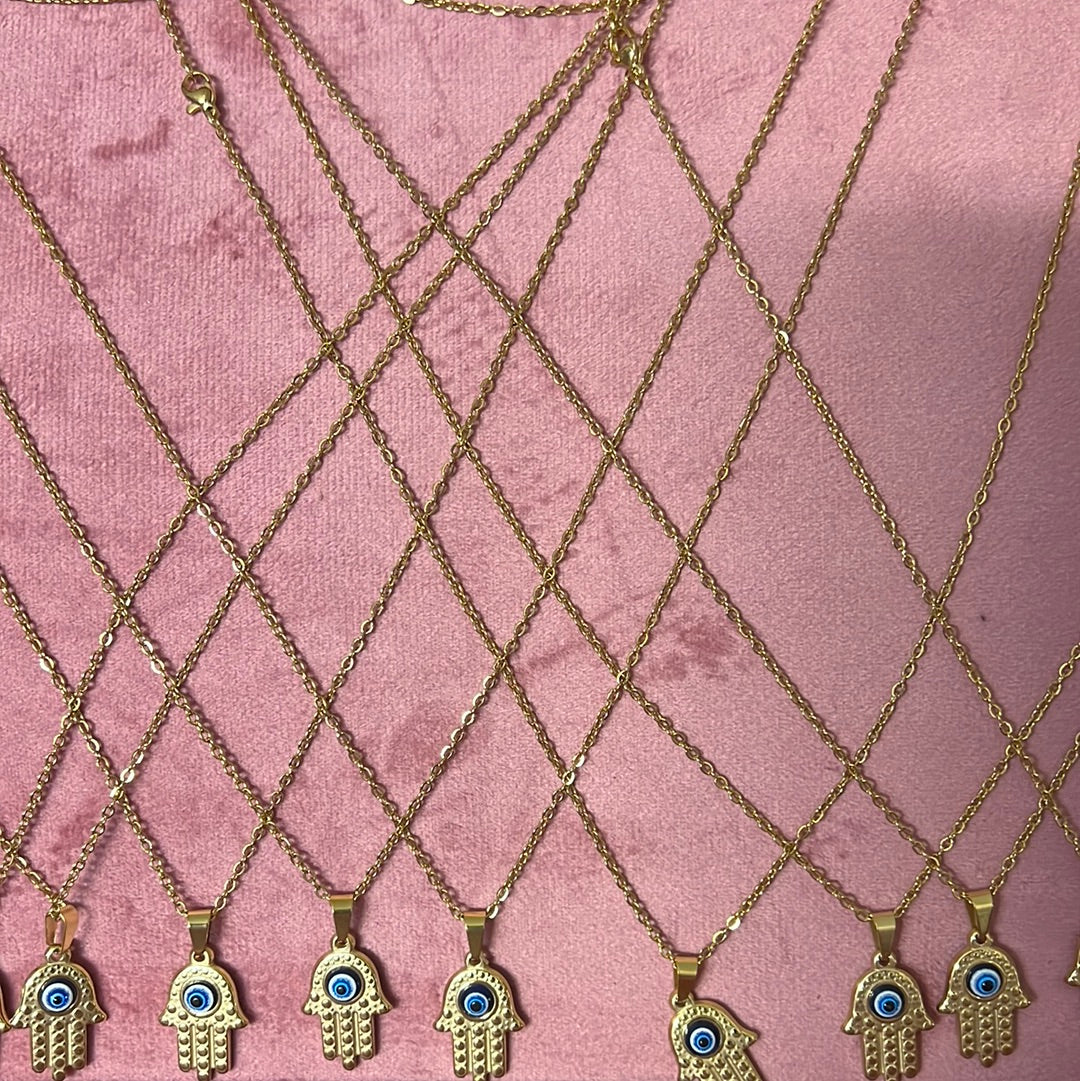 Hamsa Hand with Evil eye necklace