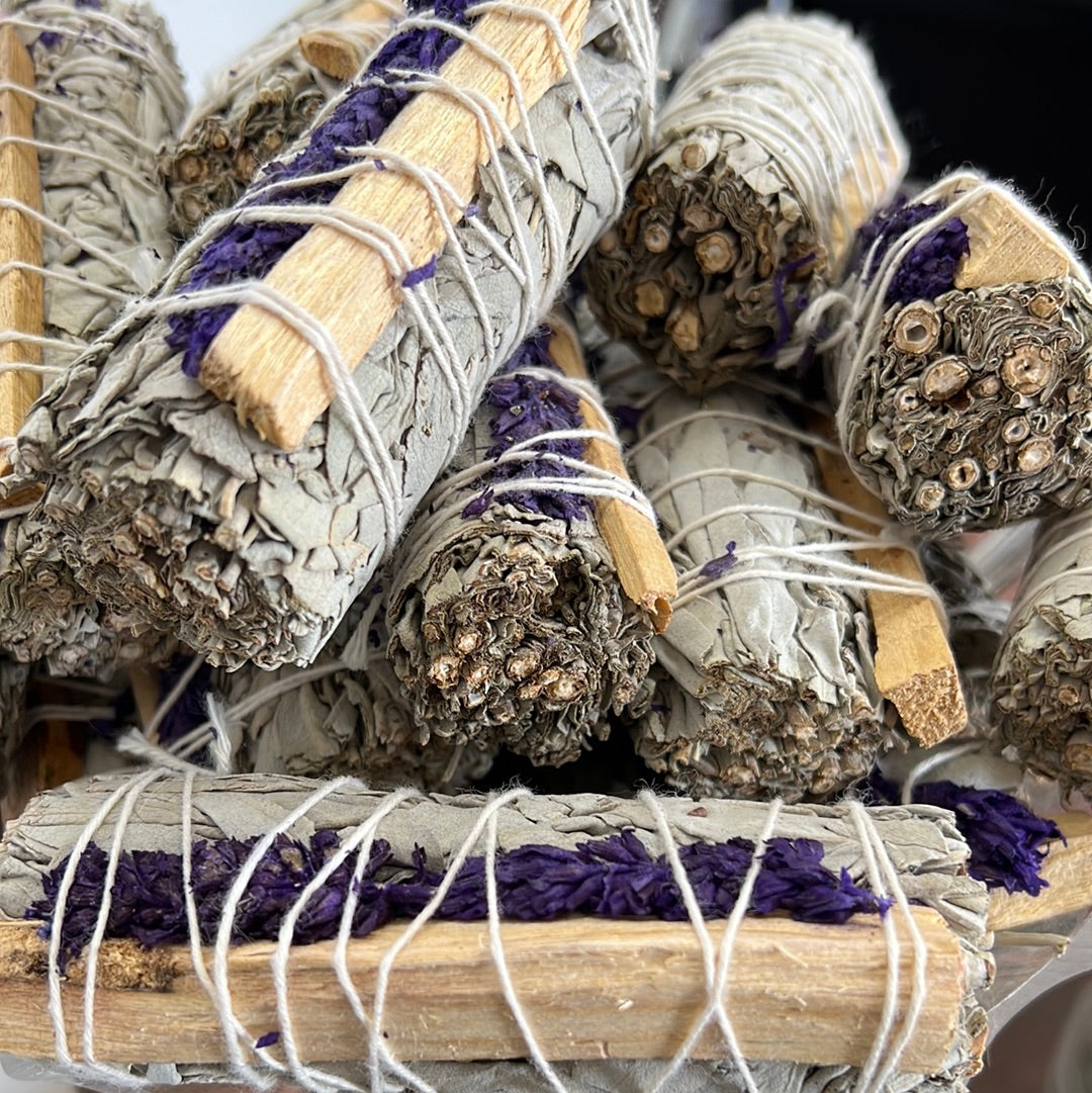 White Sage bundle with Lavender & Palo Santo - 4" Sustainably Harvested