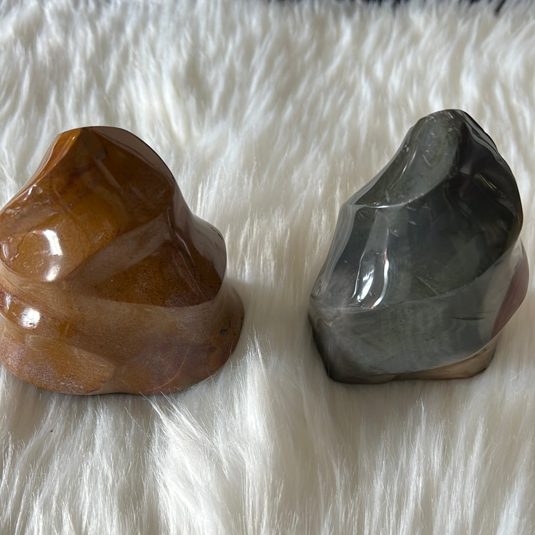 Polychrome Jasper Flame Carvings