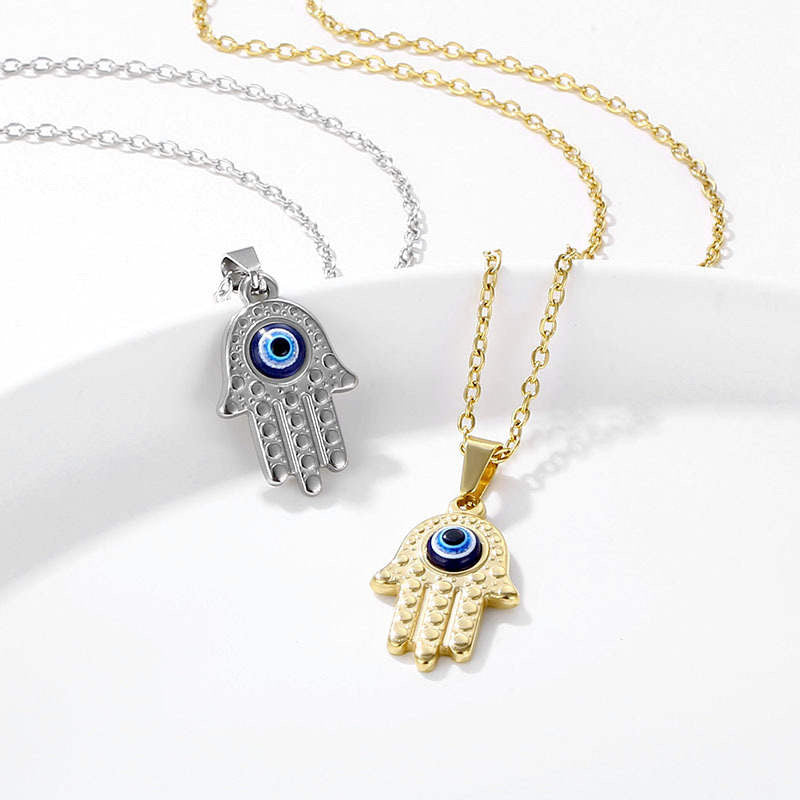 Hamsa Hand with Evil eye necklace