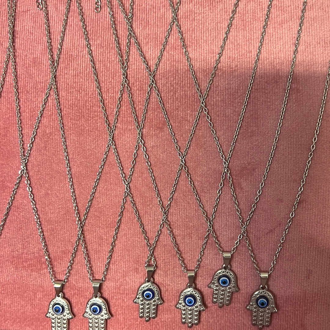 Hamsa Hand with Evil eye necklace