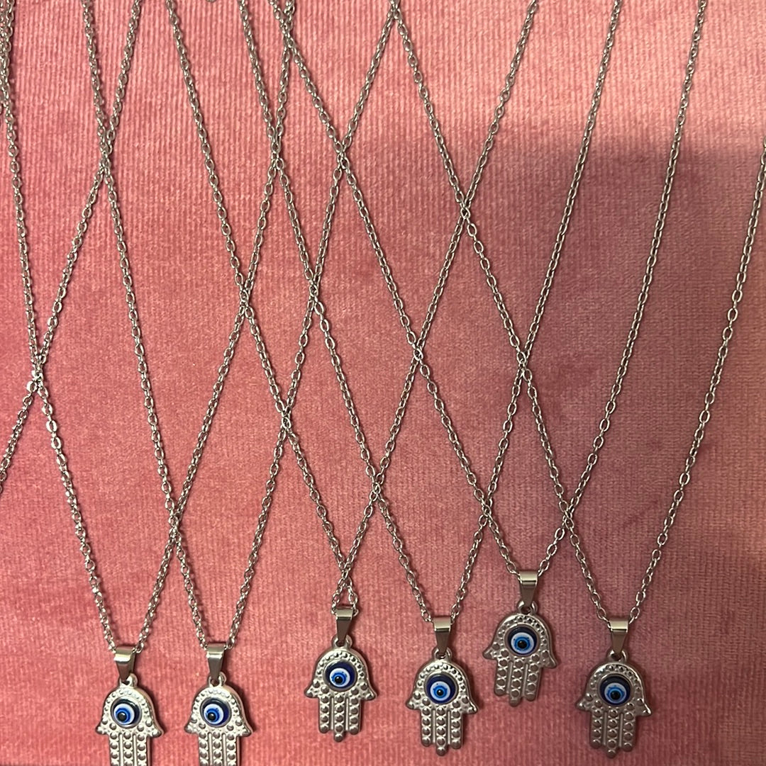 Hamsa Hand with Evil eye necklace