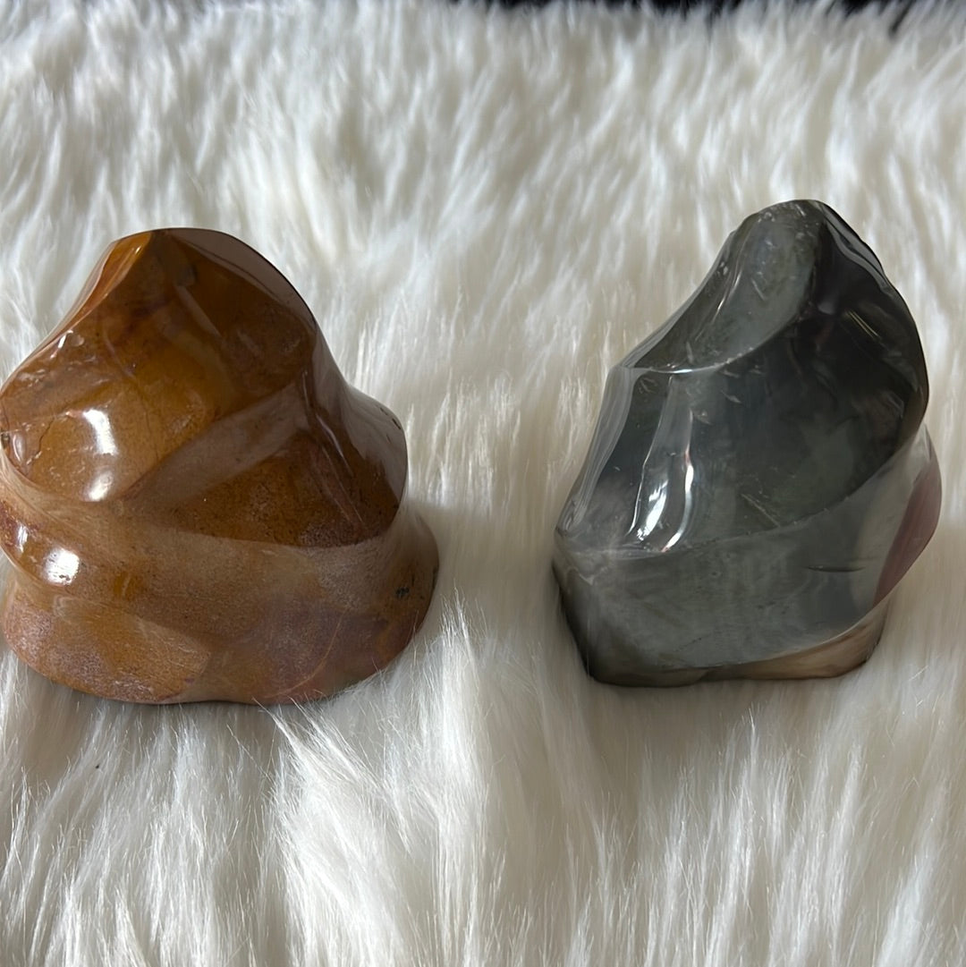 Polychrome Jasper Flame Carvings