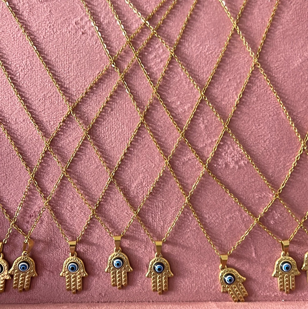 Hamsa Hand with Evil eye necklace